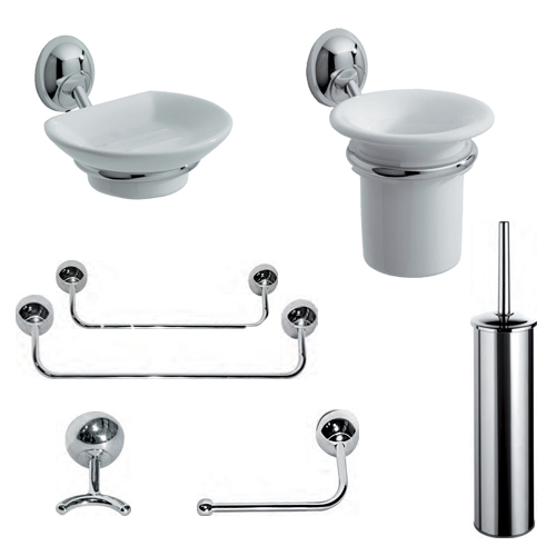 KIT STILE SATIN ACCESSORI BAGNO A PARETE 8 PEZZI 